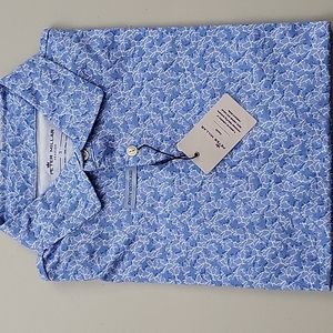 Peter Millar Seaside Polo Shirt Fishes Print - Small